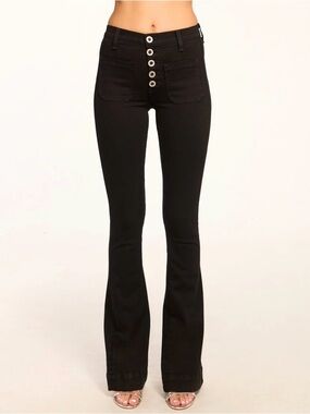 Ramy Brook Cindy High Rise Flare Jeans 30 Black